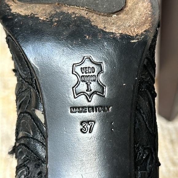 Arte made in Italy cut out leather design black stiletto pumps SZ 37 - Picture 5 of 11